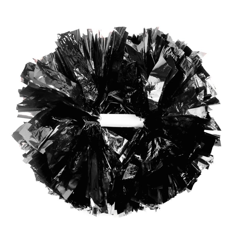 Hooshing 2PCS Black Pom Poms Cheerleading Metallic Cheer Pom Poms with Baton Handle for Sports Dance Team Spirit Party Kids Adults - Image 1
